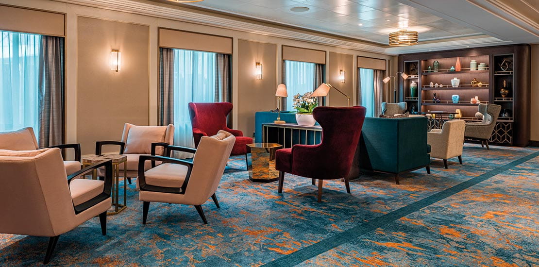 The Living Room is the main 'welcome' area on board
